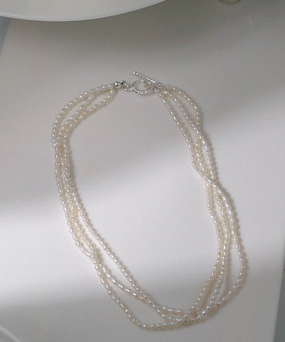 Three Layers Ot Buckle Pearl Necklace - floysun