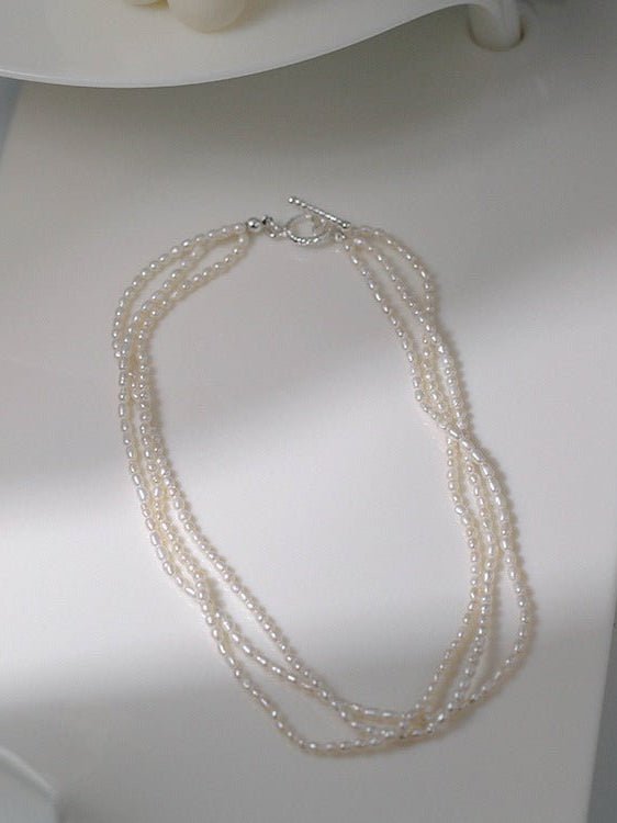 Three Layers Ot Buckle Pearl Necklace - floysun