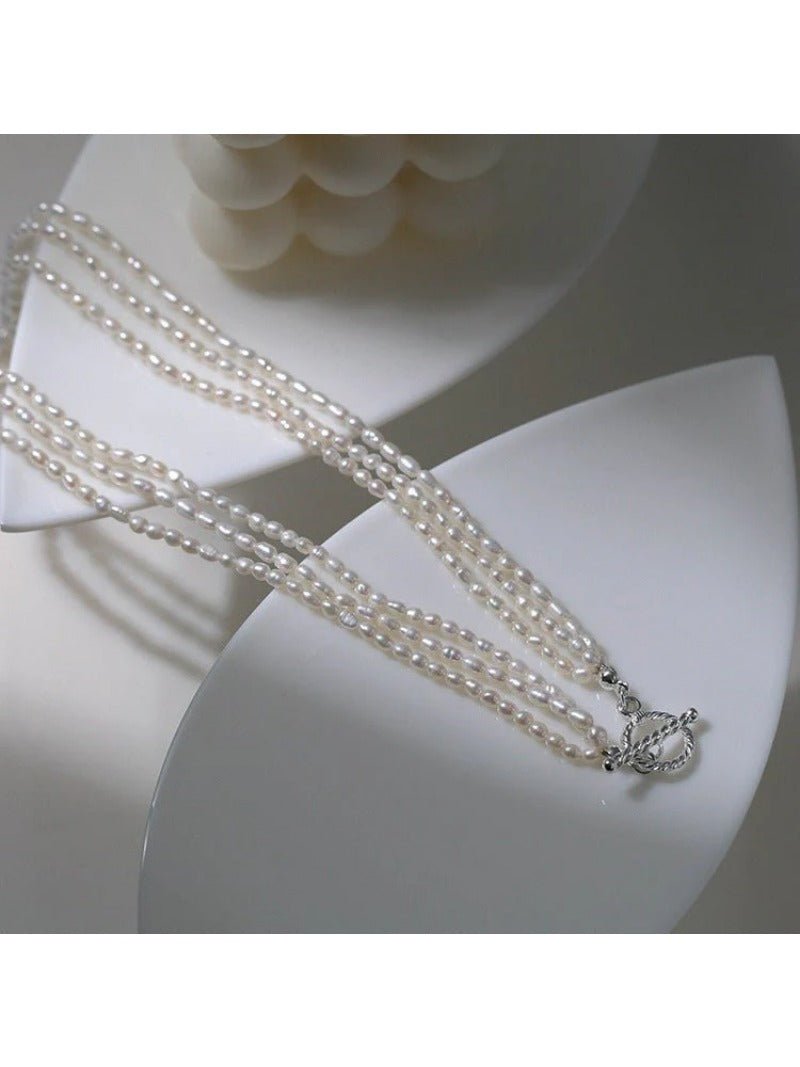 Three Layers Ot Buckle Pearl Necklace - floysun