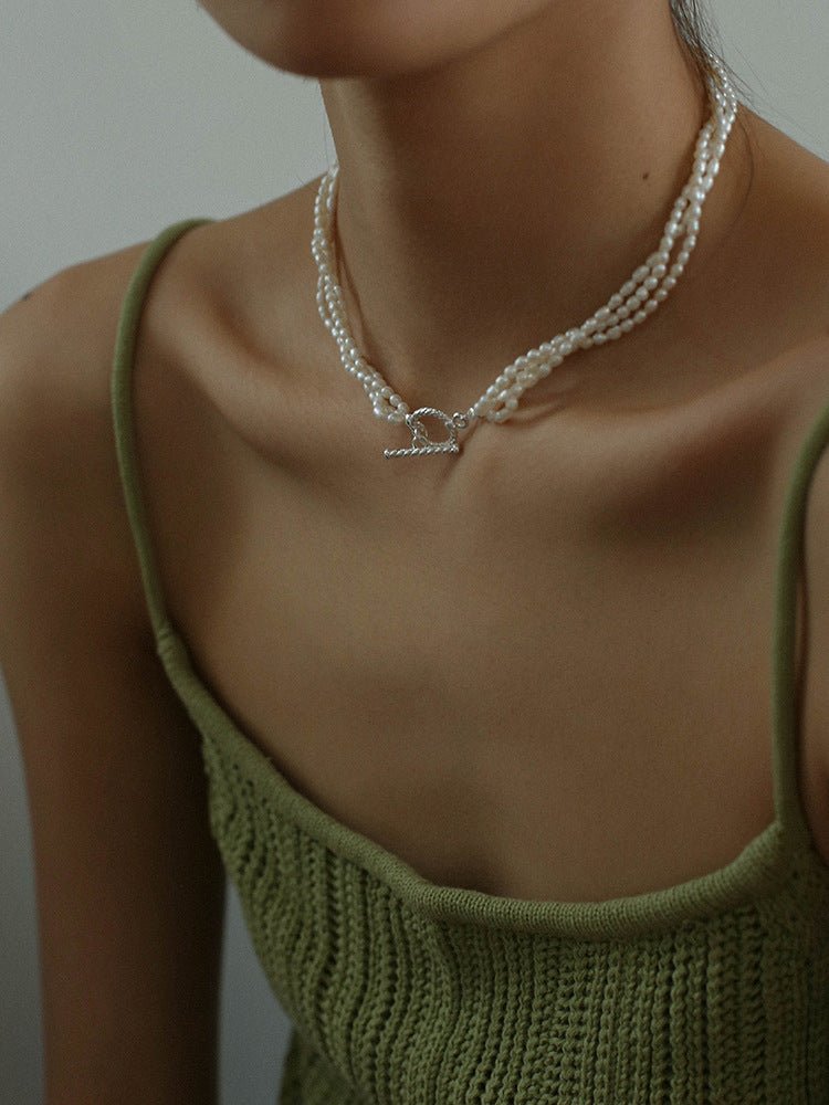 Three Layers Ot Buckle Pearl Necklace - floysun