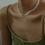 Three Layers Ot Buckle Pearl Necklace - floysun