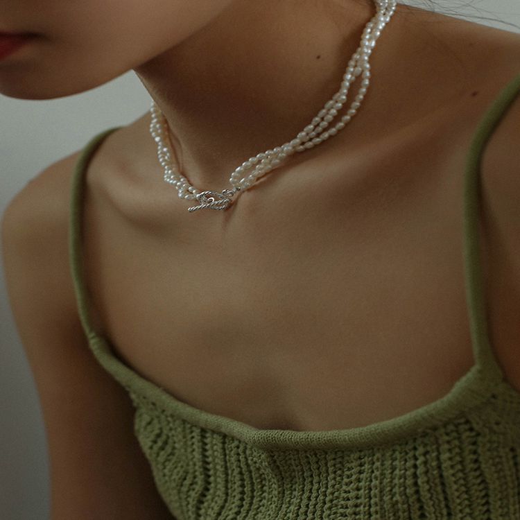 Three Layers Ot Buckle Pearl Necklace - floysun