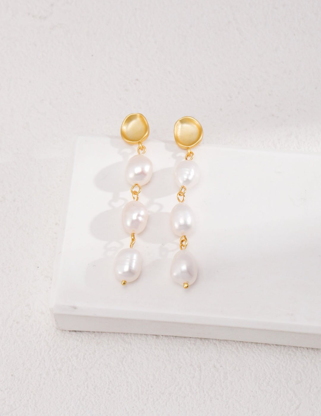 Three Special - shaped Baroque Pearls Long Earrings - floysun