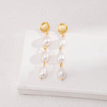 Three Special - shaped Baroque Pearls Long Earrings - floysun