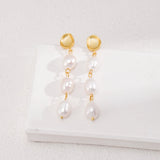 Three Special - shaped Baroque Pearls Long Earrings - floysun