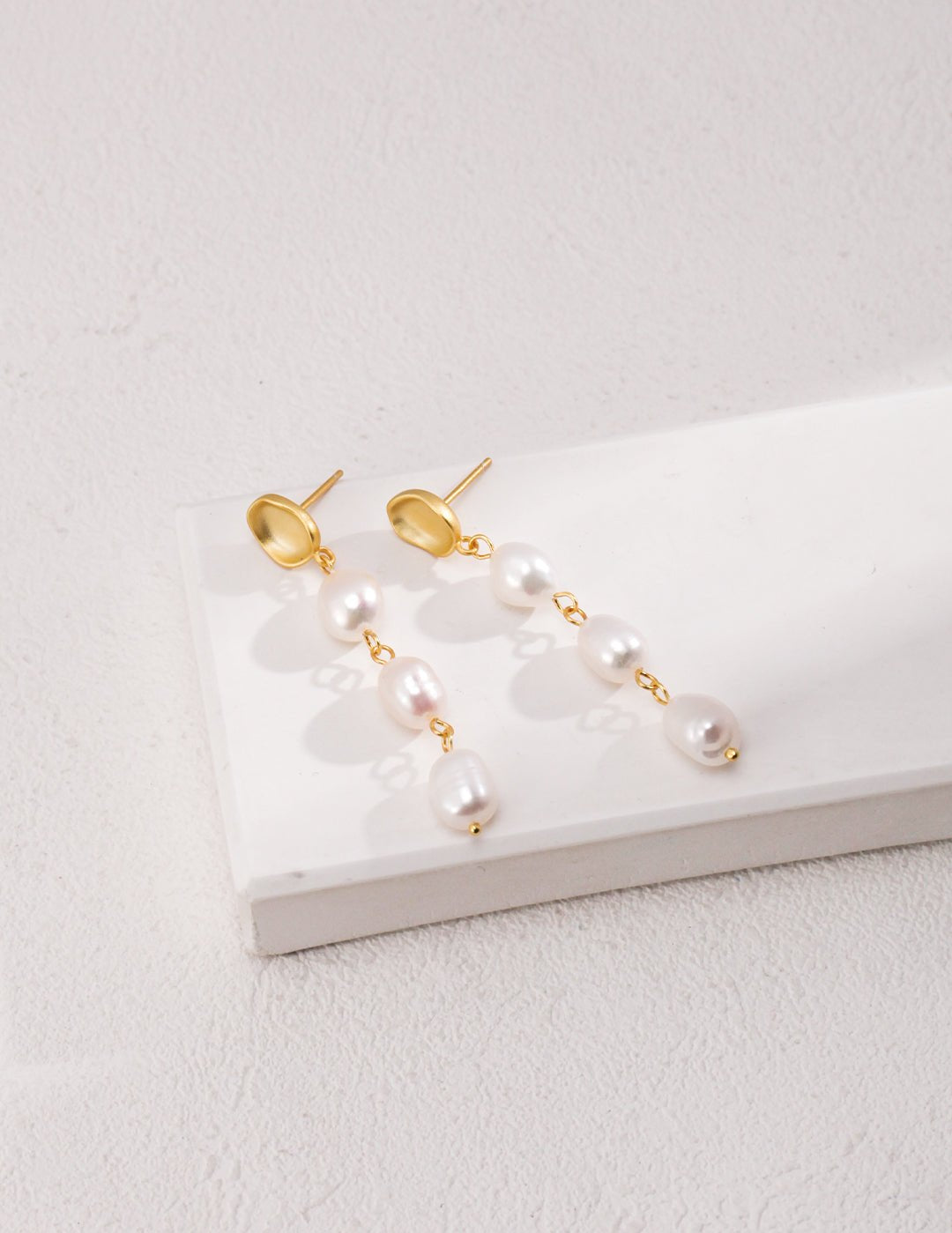 Three Special - shaped Baroque Pearls Long Earrings - floysun