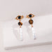 Tiger Eye Stone Long Baroque Pearl Earrings - floysun