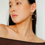 Tiger's Eye Irregular Metal Earrings Turquoise Earrings - floysun