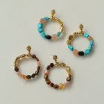 Tiger's Eye Irregular Metal Earrings Turquoise Earrings - floysun