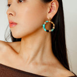 Tiger's Eye Irregular Metal Earrings Turquoise Earrings - floysun