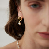 Tiger's Eye Natural Pearl Earrings - floysun