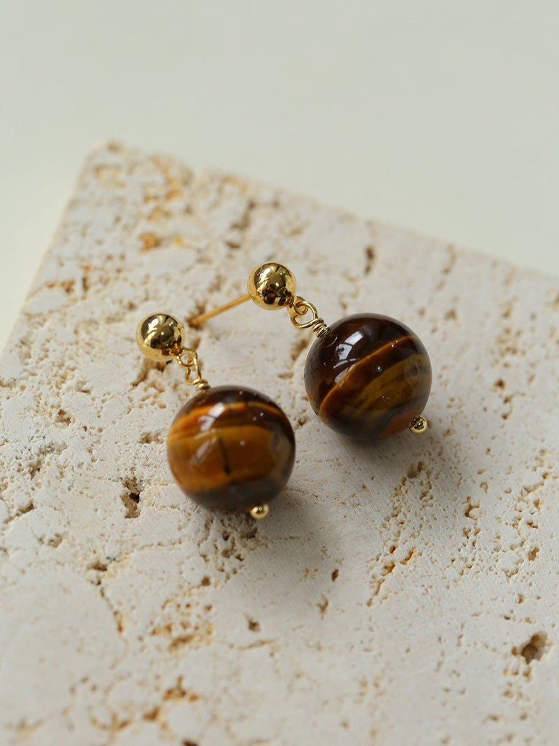 Tiger's Eye Stone Drop Earrings - floysun