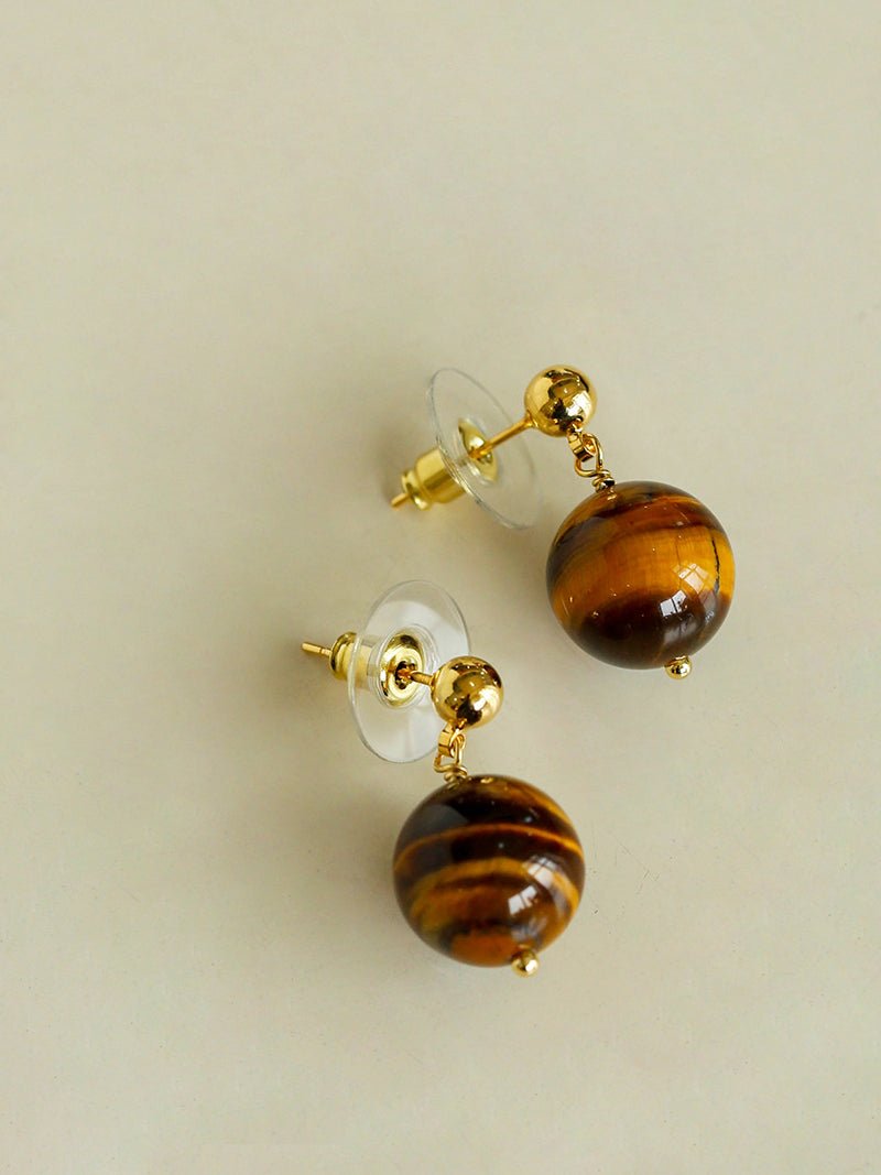 Tiger's Eye Stone Drop Earrings - floysun