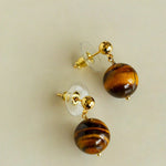 Tiger's Eye Stone Drop Earrings - floysun