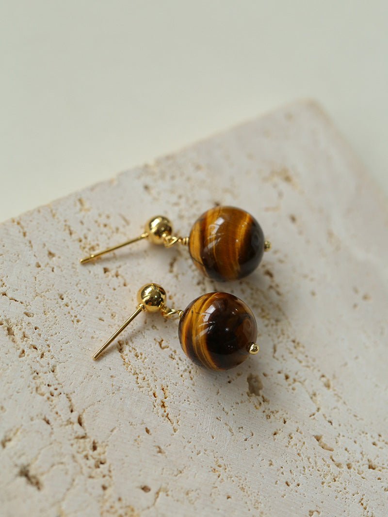 Tiger's Eye Stone Drop Earrings - floysun