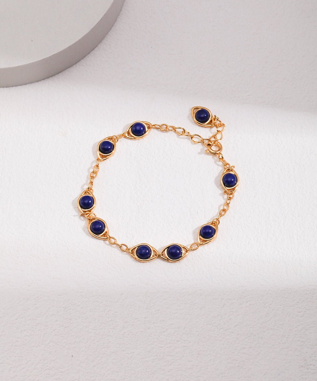 Tigers Eye Stone Lapis Lapis Sterling Silver Adjustable Bracelet - floysun