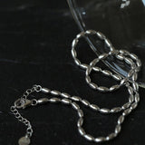 Tiny Silver Beans and Olive Beads Layered Necklace - floysun