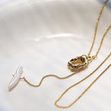 Toothpick Pearl Ot Clasp Gold Necklace - floysun