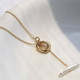 Toothpick Pearl Ot Clasp Gold Necklace - floysun