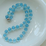 Tranquil Sky Blue Burst Crystal Necklace - floysun