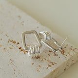 Trapezoidal Geometric Striped Earrings - floysun