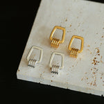 Trapezoidal Geometric Striped Earrings - floysun