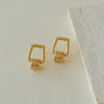 Trapezoidal Geometric Striped Earrings - floysun