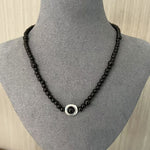 Tree Hole Design Ebony Bead 925 Sterling Silver Necklace - floysun