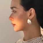 Trending Elegant Oversized Arc Matte Silver Earrings - floysun