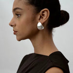 Trending Elegant Oversized Arc Matte Silver Earrings - floysun