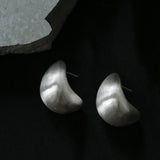 Trending Elegant Oversized Arc Matte Silver Earrings - floysun