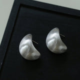 Trending Elegant Oversized Arc Matte Silver Earrings - floysun