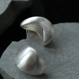 Trending Elegant Oversized Arc Matte Silver Earrings - floysun