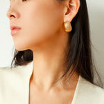 Trendy 3D Oval Water Wave Earrings - floysun