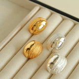 Trendy 3D Oval Water Wave Earrings - floysun