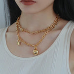 Trendy Gold Plated U - shaped Thick Chain Necklace - floysun