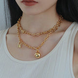 Trendy Gold Plated U - shaped Thick Chain Necklace - floysun