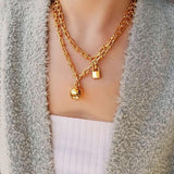 Trendy Gold Plated U - shaped Thick Chain Necklace - floysun