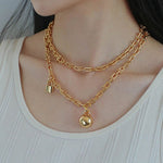 Trendy Gold Plated U - shaped Thick Chain Necklace - floysun