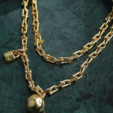 Trendy Gold Plated U - shaped Thick Chain Necklace - floysun