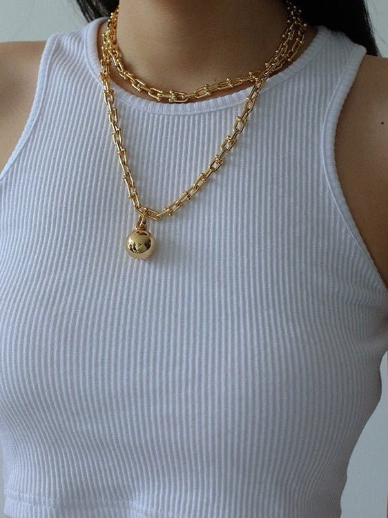 Trendy Gold Plated U - shaped Thick Chain Necklace - floysun