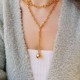 Trendy Gold Plated U - shaped Thick Chain Necklace - floysun