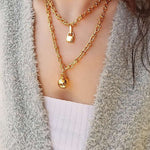 Trendy Gold Plated U - shaped Thick Chain Necklace - floysun