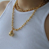 Trendy Gold Plated U - shaped Thick Chain Necklace - floysun