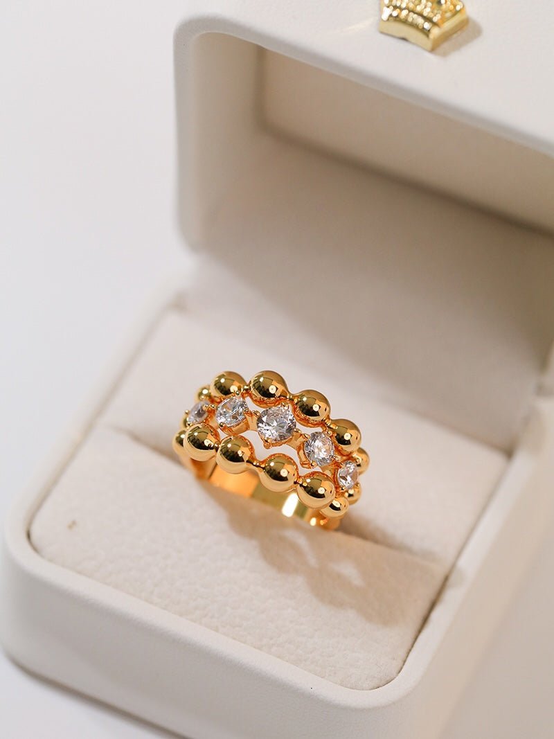 Triple Layer Classic Bubble Diamond Ring - floysun