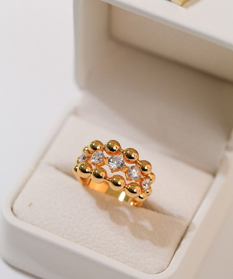 Triple Layer Classic Bubble Diamond Ring - floysun