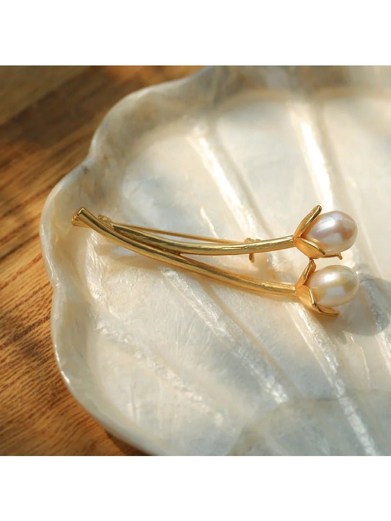 Tulip Freshwater Pearl Brooch Pins - floysun