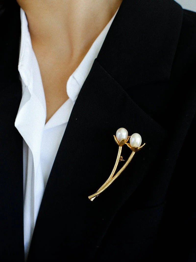 Tulip Freshwater Pearl Brooch Pins - floysun