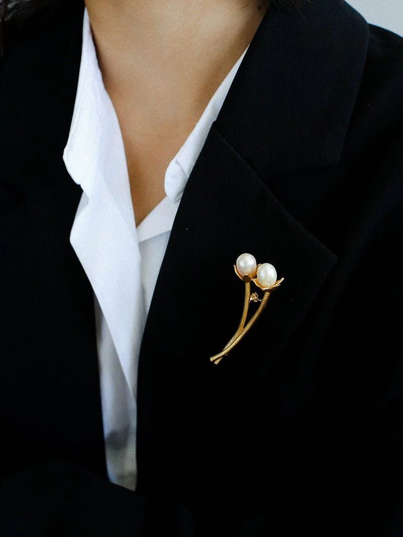 Tulip Freshwater Pearl Brooch Pins - floysun