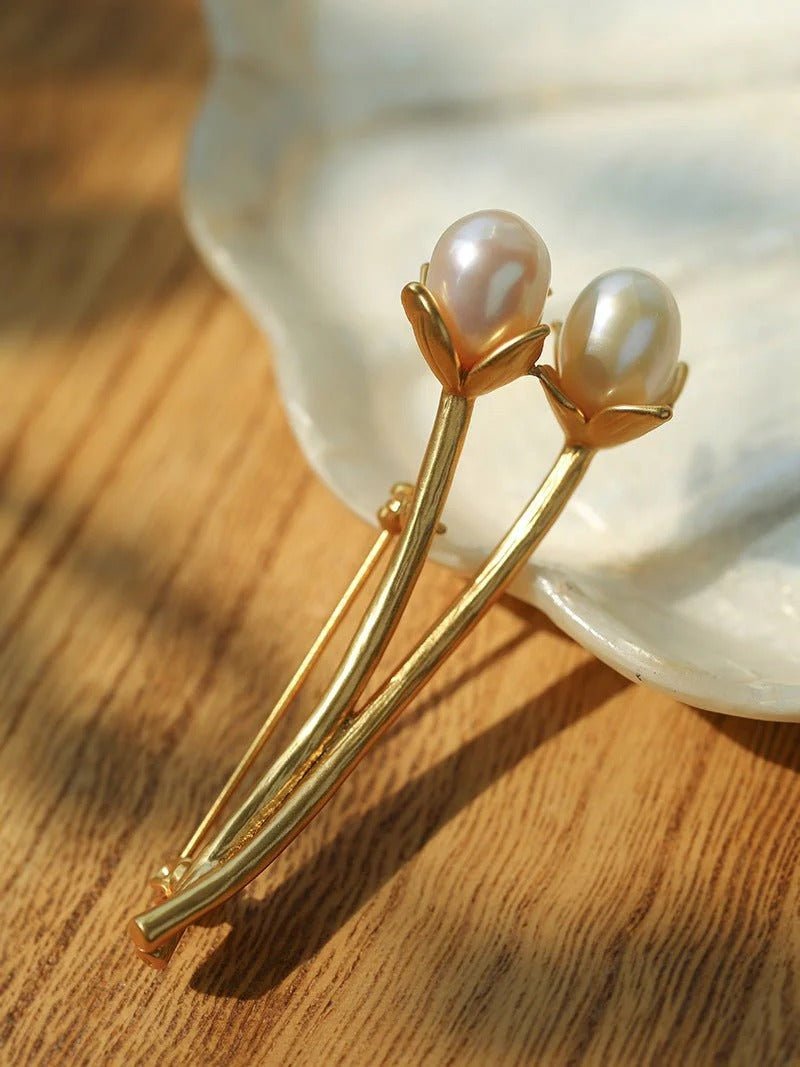 Tulip Freshwater Pearl Brooch Pins - floysun